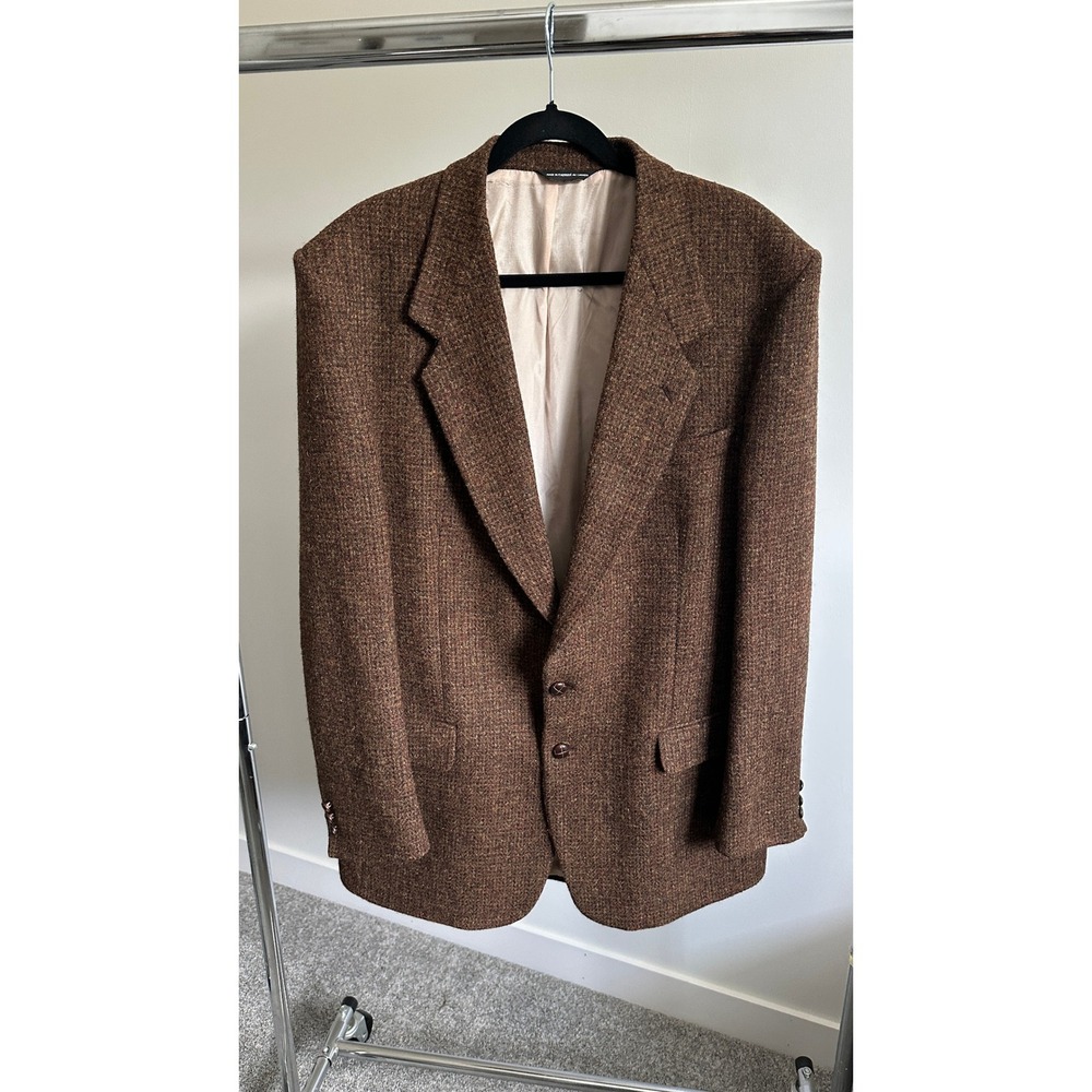 Vintage Harris Tweed Moores Blazer 100% Wool Made Canada Sz 44 Short 1970s